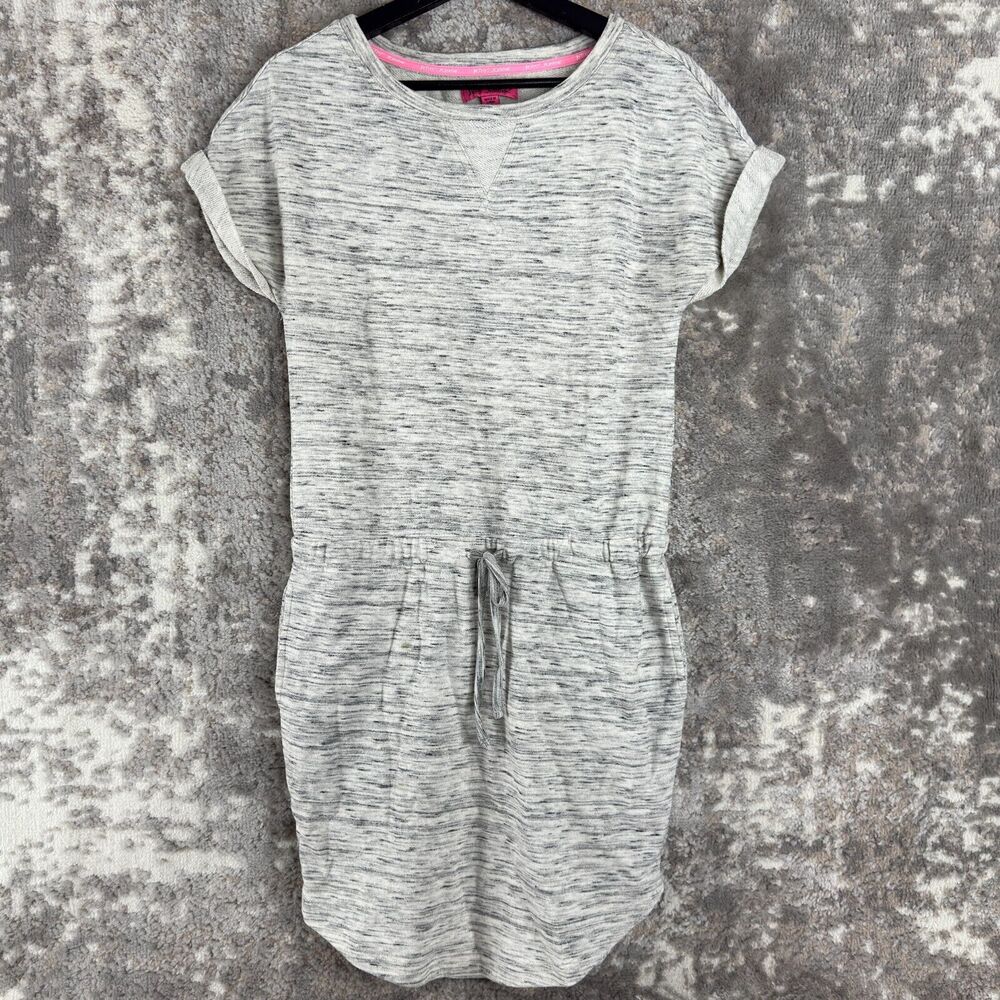 Betsey Johnson Sz XS Sweatshirt Dress Drawstring Drop-Waist Heather Gray